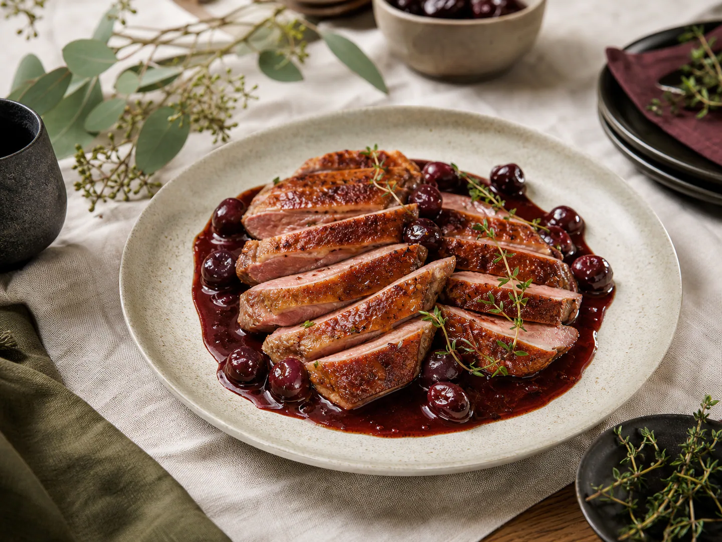 Crisp Duck with Sour Cherries