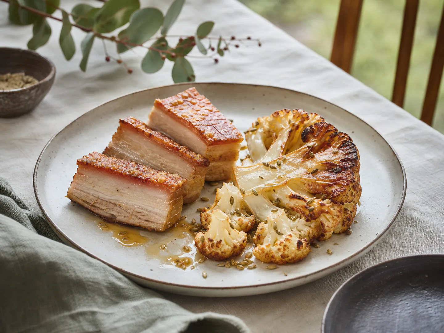 Crisp Pork Belly & Roast Cauliflower